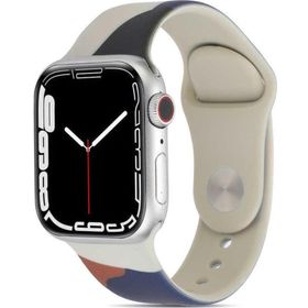CoverZone Apple Watch 7 Blue Pink 45 mm ile Uyumlu Foden Renkli Desenli Kordon