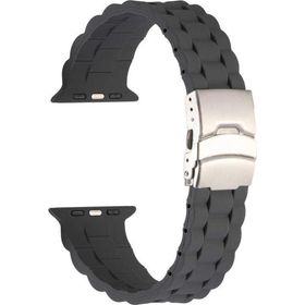 CoverZone Apple Watch 7 Gri 41 mm İle Uyumlu Metal Toka Delikli Ayarlanabilir Panoply Silikon Kordon
