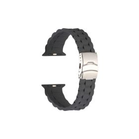 CoverZone Apple Watch 7 Gri 45 mm İle Uyumlu Metal Toka Delikli Ayarlanabilir Panoply Silikon Kordon