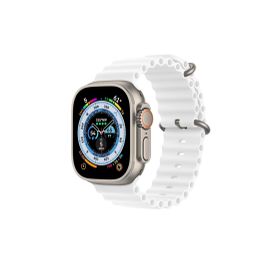 CoverZone Apple Watch 7 Okyanus Quintessential 41 mm Kabartmalı Metal Tokalı Beyaz Kordon
