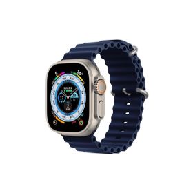 CoverZone Apple Watch 7 Okyanus Quintessential 45 mm Kabartmalı Metal Tokalı Lacivert Kordon