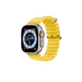 CoverZone Apple Watch 7 Okyanus Quintessential 45 mm Kabartmalı Metal Tokalı Sarı Kordon