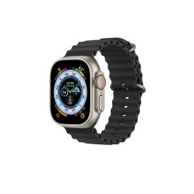 CoverZone Apple Watch 7 Okyanus Quintessential 45 mm Kabartmalı Metal Tokalı Siyah Kordon