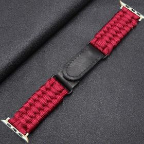CoverZone Apple Watch 7 Uyumlu 41 mm Kayış Hasır Örme Stricken Kırmızı Kordon