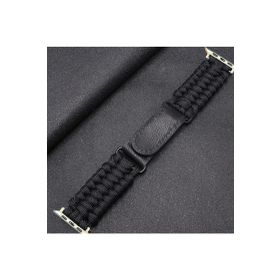 CoverZone Apple Watch 7 Uyumlu 41 mm Kayış Hasır Örme Stricken Siyah Kordon