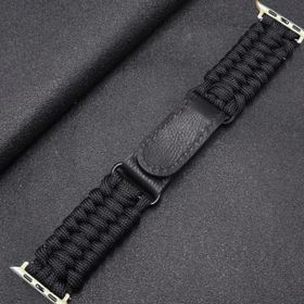 CoverZone Apple Watch 7 Uyumlu 41 mm Kayış Hasır Örme Stricken Siyah Kordon