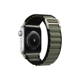 CoverZone Apple Watch 7 Uyumlu 45 mm Kumaş Çift Renk Çift Katmanlı Koyu Yeşil Siyah Kordon