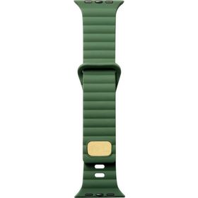 CoverZone Apple Watch 7 Uyumlu Metal Toka Tasarımlı 41 mm Strip Kabartmalı Koyu Yeşil Kordon