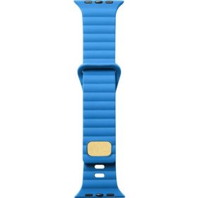 CoverZone Apple Watch 7 Uyumlu Metal Toka Tasarımlı 41 mm Strip Kabartmalı Mavi Kordon