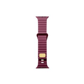 CoverZone Apple Watch 7 Uyumlu Metal Toka Tasarımlı 41 mm Strip Kabartmalı Mürdüm Kordon