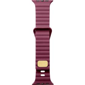 CoverZone Apple Watch 7 Uyumlu Metal Toka Tasarımlı 41 mm Strip Kabartmalı Mürdüm Kordon