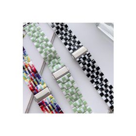 CoverZone Apple Watch 7 Uyumlu Metal Toka Tasarımlı 45 mm Double Color Desenli Mor Beyaz Kordon