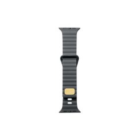 CoverZone Apple Watch 7 Uyumlu Metal Toka Tasarımlı 45 mm Strip Kabartmalı Gri Kordon