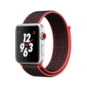 CoverZone Apple Watch Pembe Siyah 44 mm Bilekli Kumaş Kordon