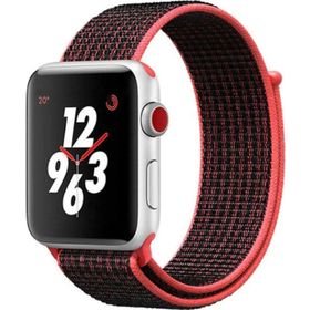 CoverZone Apple Watch Pembe Siyah 44 mm Bilekli Kumaş Kordon
