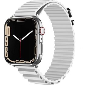 CoverZone Apple Watch Ultra Uyumlu 49 mm Parçalı Çizgili Tasarım Denouement Kayış Beyaz Kordon