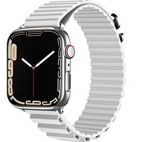 CoverZone Apple Watch Ultra Uyumlu 49 mm Parçalı Çizgili Tasarım Denouement Kayış Beyaz Kordon
