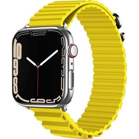 CoverZone Apple Watch Ultra Uyumlu 49 mm Parçalı Çizgili Tasarım Denouement Kayış Sarı Kordon