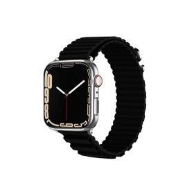 CoverZone Apple Watch Ultra Uyumlu 49 mm Parçalı Çizgili Tasarım Denouement Kayış Siyah Kordon