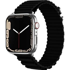 CoverZone Apple Watch Ultra Uyumlu 49 mm Parçalı Çizgili Tasarım Denouement Kayış Siyah Kordon