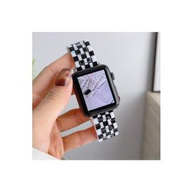 CoverZone Apple Watch Ultra Uyumlu Metal Toka Tasarımlı 49 mm Double Color Desenli Siyah Beyaz Kordon