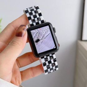 CoverZone Apple Watch Ultra Uyumlu Metal Toka Tasarımlı 49 mm Double Color Desenli Siyah Beyaz Kordon