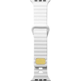 CoverZone Apple Watch Ultra Uyumlu Metal Toka Tasarımlı 49 mm Strip Kabartmalı Beyaz Kordon
