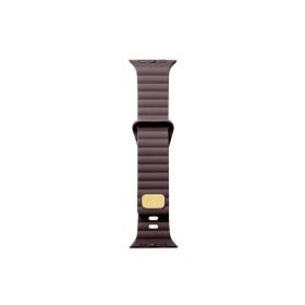 CoverZone Apple Watch Ultra Uyumlu Metal Toka Tasarımlı 49 mm Strip Kabartmalı Kahverengi Kordon