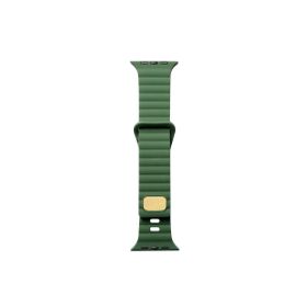 CoverZone Apple Watch Ultra Uyumlu Metal Toka Tasarımlı 49 mm Strip Kabartmalı Koyu Yeşil Kordon