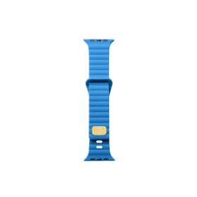 CoverZone Apple Watch Ultra Uyumlu Metal Toka Tasarımlı 49 mm Strip Kabartmalı Mavi Kordon