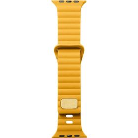 CoverZone Apple Watch Ultra Uyumlu Metal Toka Tasarımlı 49 mm Strip Kabartmalı Sarı Kordon