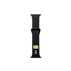 CoverZone Apple Watch Ultra Uyumlu Metal Toka Tasarımlı 49 mm Strip Kabartmalı Siyah Kordon