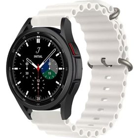 CoverZone Galaxy Watch 3 41 mm Quintessential Kabartmalı Metal Tokalı Beyaz Kordon