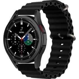 CoverZone Galaxy Watch 3 Uyumlu 41 mm Quintessential Kabartmalı Metal Tokalı Siyah Kordon