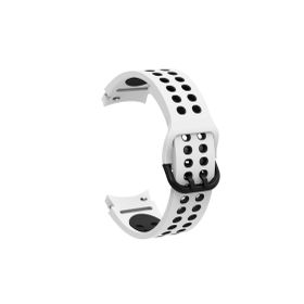 CoverZone Galaxy Watch 4 Classic Uyumlu 40 mm İki Kancalı Metal Tokalı Iridescent Beyaz Siyah Kordon