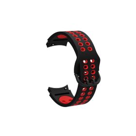 CoverZone Galaxy Watch 4 Classic Uyumlu 40 mm İki Kancalı Metal Tokalı Iridescent Kırmızı Siyah Kordon