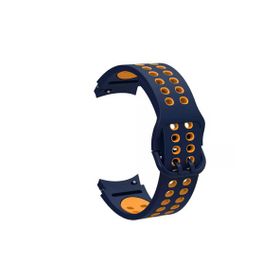 CoverZone Galaxy Watch 4 Classic Uyumlu 40 mm İki Kancalı Metal Tokalı Iridescent Mavi Sarı Kordon