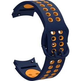 CoverZone Galaxy Watch 4 Classic Uyumlu 40 mm İki Kancalı Metal Tokalı Iridescent Mavi Sarı Kordon