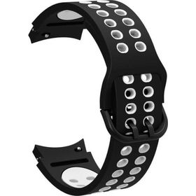 CoverZone Galaxy Watch 4 Classic Uyumlu 42 mm İki Kancalı Metal Tokalı Iridescent Siyah Beyaz Kordon