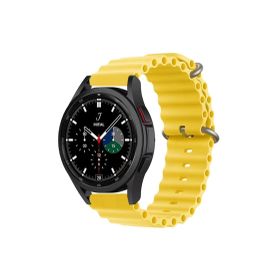 CoverZone Galaxy Watch Uyumlu 42 mm Uyumlu Quintessential Kabartmalı Metal Tokalı Sarı Kordon