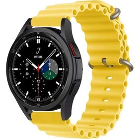 CoverZone Galaxy Watch Uyumlu 42 mm Uyumlu Quintessential Kabartmalı Metal Tokalı Sarı Kordon