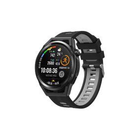 CoverZone Huawei Watch GT 3 Pro 46 mm Grealish Silikon Delikli Gri Siyah Kordon