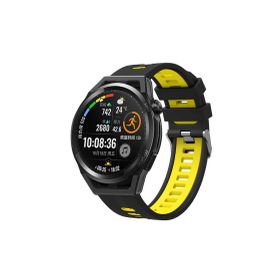 CoverZone Huawei Watch GT 3 Pro 46 mm Grealish Silikon Delikli Siyah Sarı Kordon