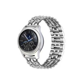 CoverZone Huawei Watch GT 3 Pro Uyumlu 46 mm Zincir Halkalı Metal Örgülü Gümüş Kordon