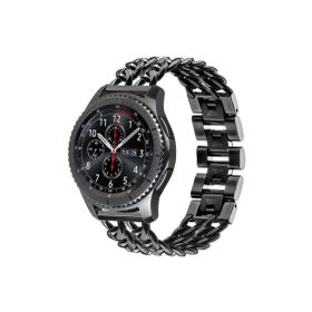 CoverZone Huawei Watch GT 3 Pro Uyumlu 46 mm Zincir Halkalı Metal Örgülü Siyah Kordon