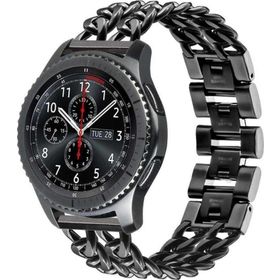 CoverZone Huawei Watch GT 3 Pro Uyumlu 46 mm Zincir Halkalı Metal Örgülü Siyah Kordon