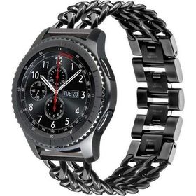 CoverZone Huawei Watch GT 3 Pro Uyumlu 46 mm Zincir Halkalı Metal Örgülü Siyah Kordon
