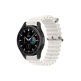 CoverZone Huawei Watch GT Uyumlu 42 mm Quintessential Kabartmalı Metal Tokalı Beyaz Kordon