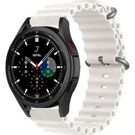 CoverZone Huawei Watch GT Uyumlu 42 mm Quintessential Kabartmalı Metal Tokalı Beyaz Kordon