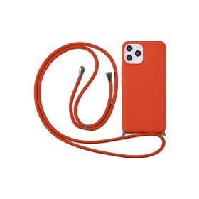 CoverZone iPhone 11 İpli Boyun Askılı Silikon Kılıf Kadife İç Yüzeyli Epiphany Turuncu Cep Telefonu Kılıfı